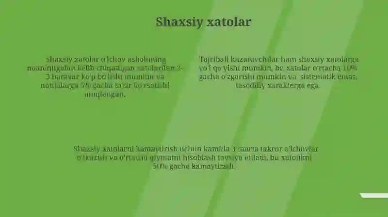 O'lchash Jarayonidagi Xatolar 4