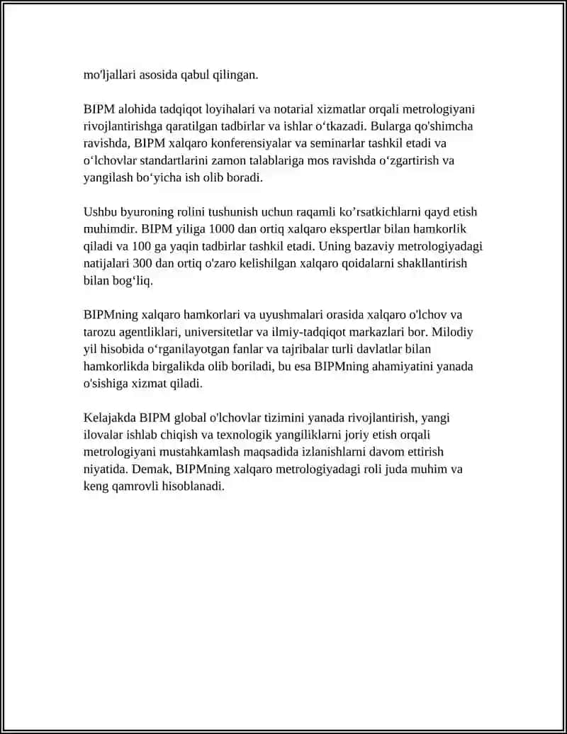 METROLOGIYA VA STANDARTLASHTIRISH BOʻYICHA XALQARO TASHKILOTLAR 4