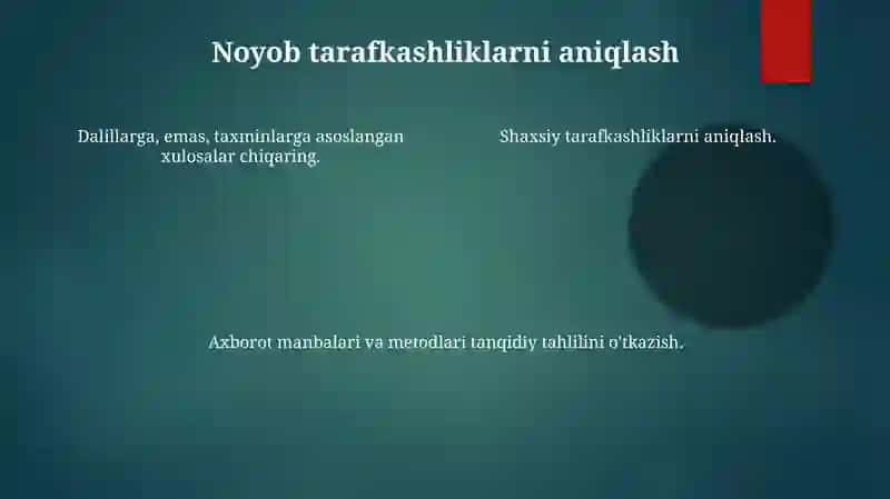 Axborotlarni mustaqil tahlil qilish ko'nikmalarini egallash 4