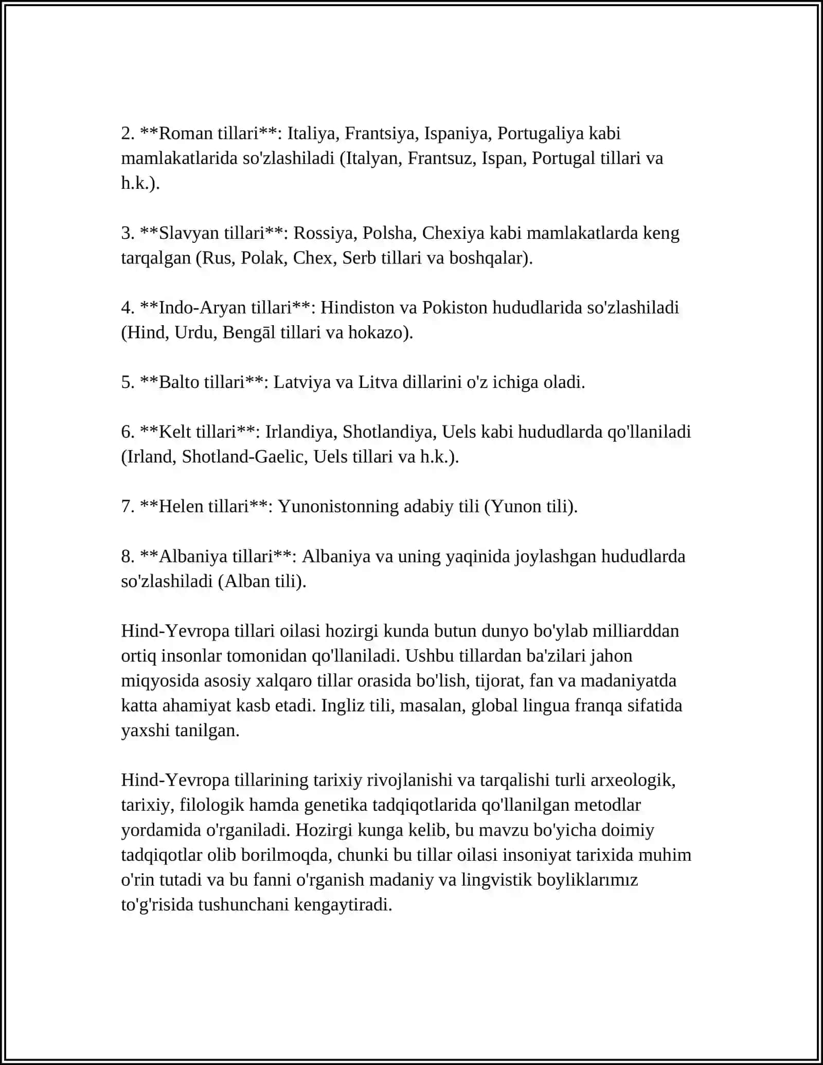 TIL OILALARI. HIND- YEVROPA TILLARI OILASI. ROMAN TILLARI 4