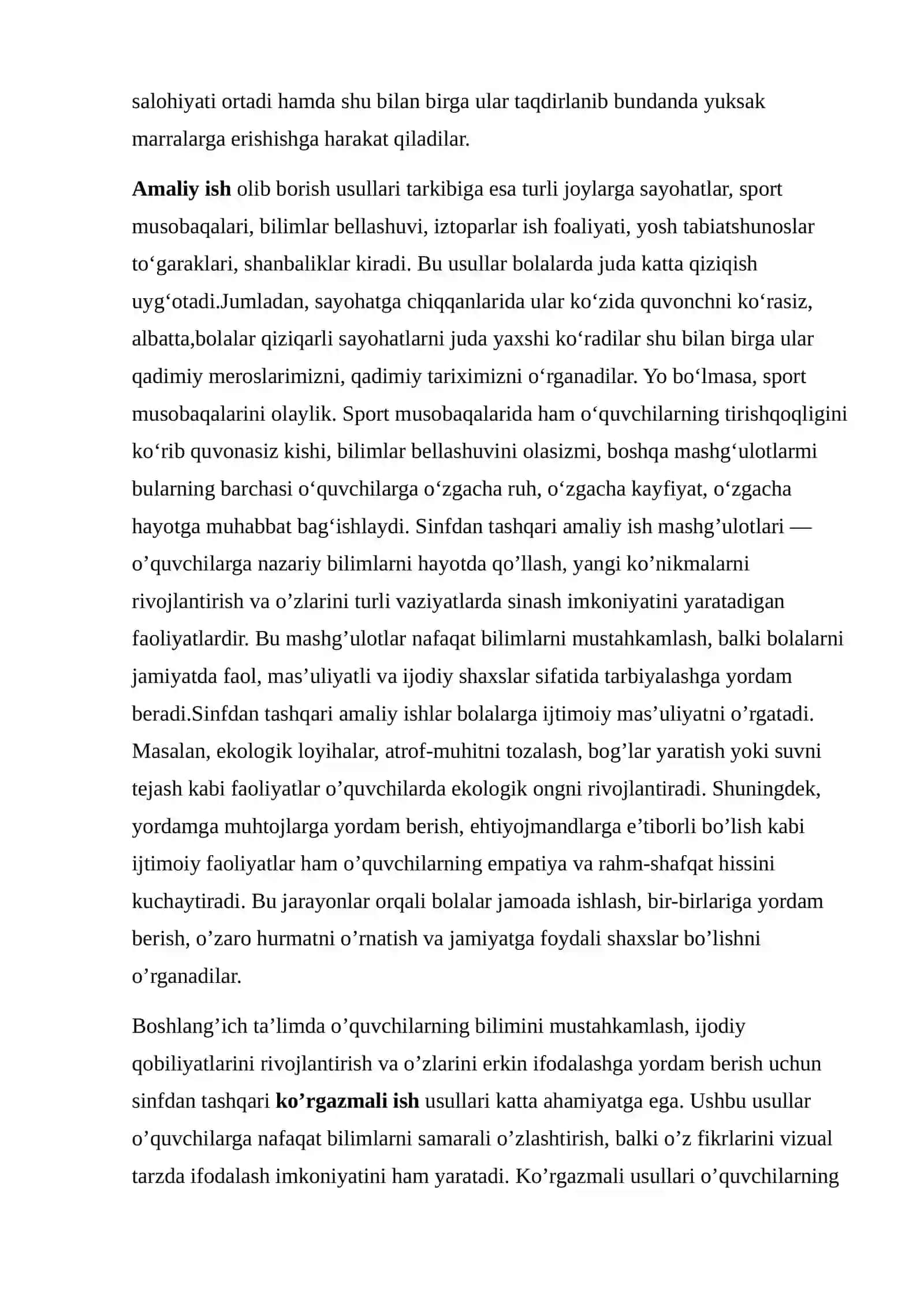 BOSHLANGʻICH TAʼLIMDA SINFDAN TASHQARI ISHLARNING AHAMIYATI 4