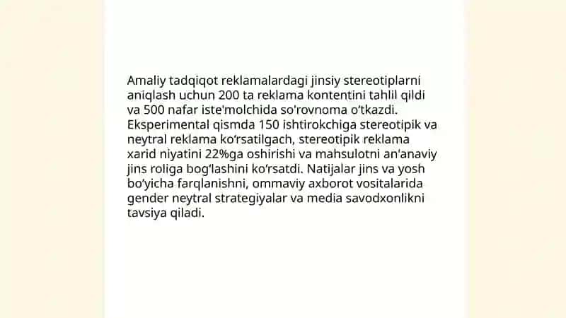 mediada tasvir va stereotiplar gender madaniy va ijtimoiy stereotiplarni shskillantirish va mustahkamlashdagi rolini tahlil qilish 4