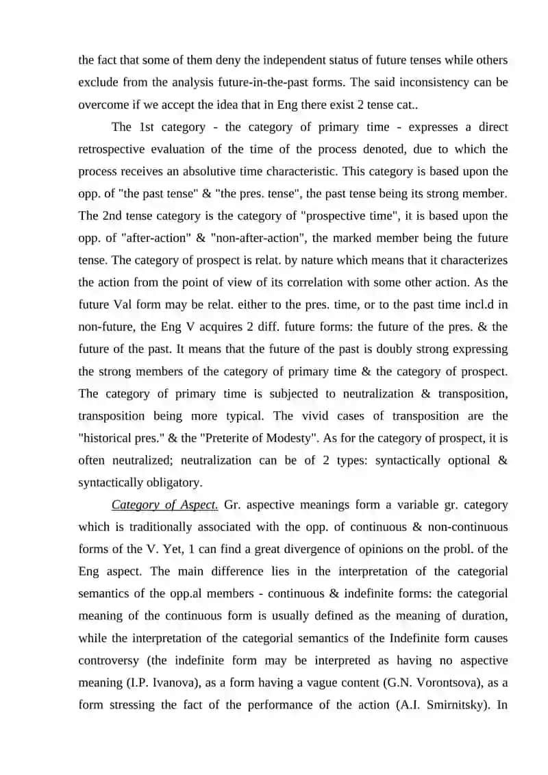 Problems of part of speech classification in modern English 4