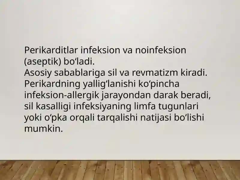 Perikard kasalliklari. Yurak oʻsmalari. Yuak transplantatsiyasi. 4