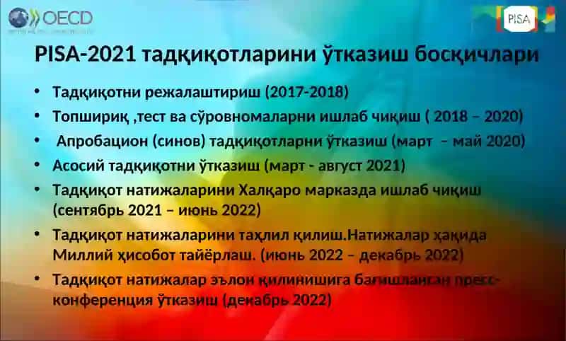 Ta'lim sifatini baholashning xalqaro dasturiga tayyorgarlik ko'rish va o'tkazish 4