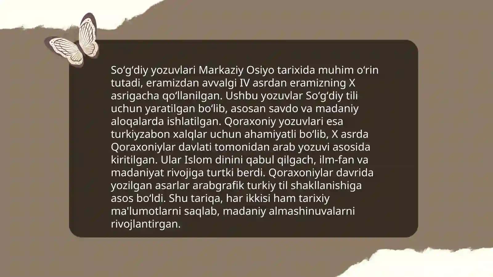 Òzbek tilining rivojlanish bosqichlari 4
