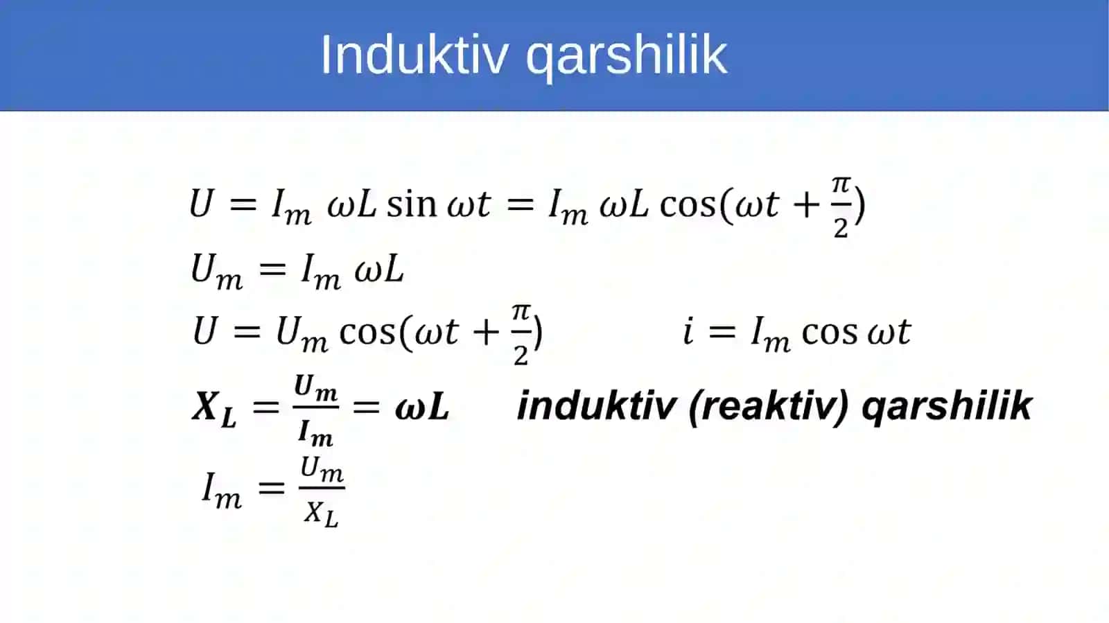 O‘zgaruvchan tok zanjiridagi induktiv g‘altak 4