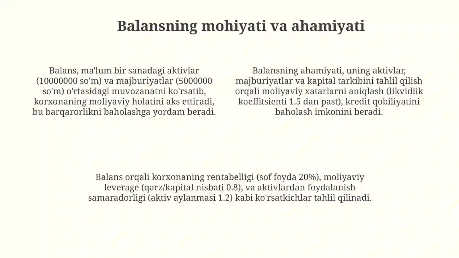 Buxgalteriya balansi va uning mazmuni. Buxgalteriya hisobning schyotlari va ikkiyoqlama yozuv 4