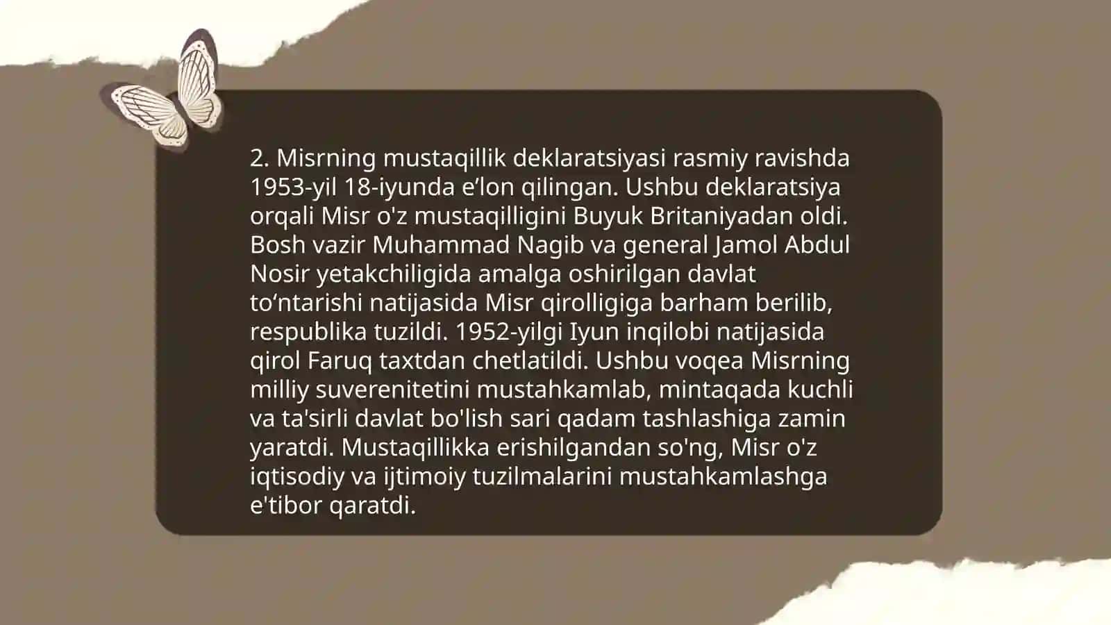 Mustaqil Misr davlatining qurilishi 4