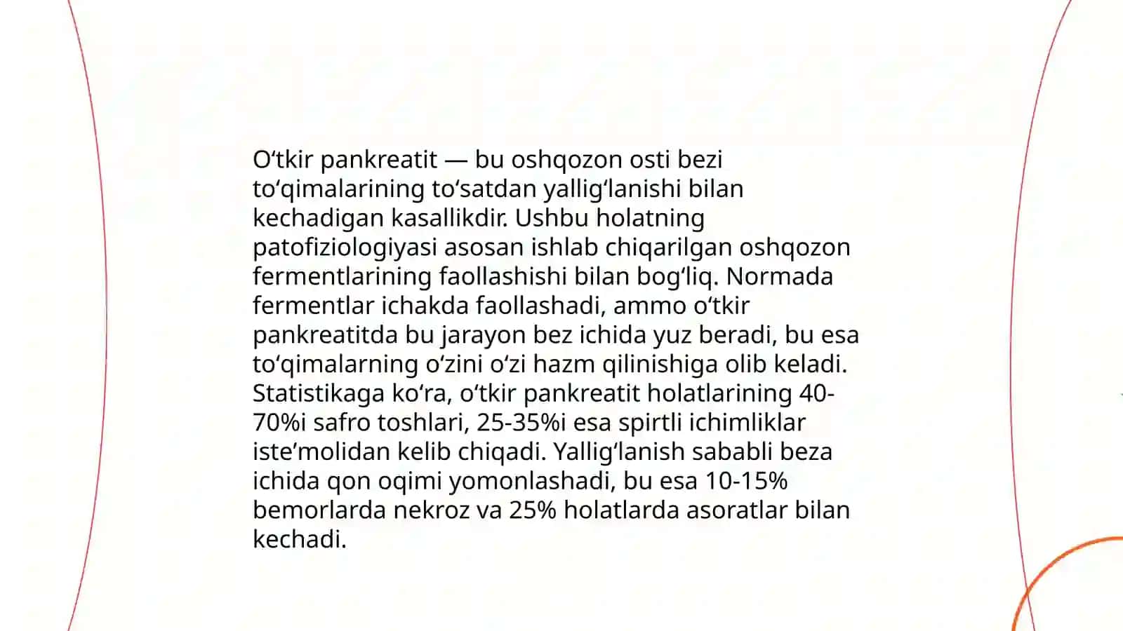 Oʻtkir pankreatit kelib chiqishi va davolashning biokimyoviy xossalari 4