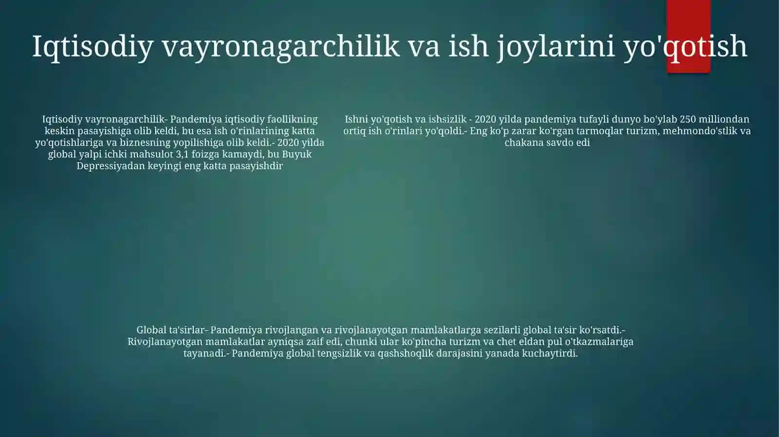 Pandemiya Xxi Asrning Global Muammosi Va Uning Oqibatlari 4