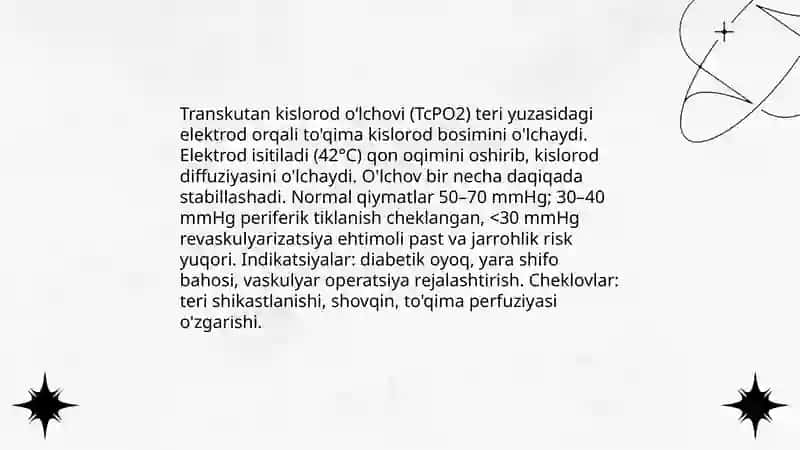 To'qima kislorod bilan to'yinishini aniqlash usullari 4