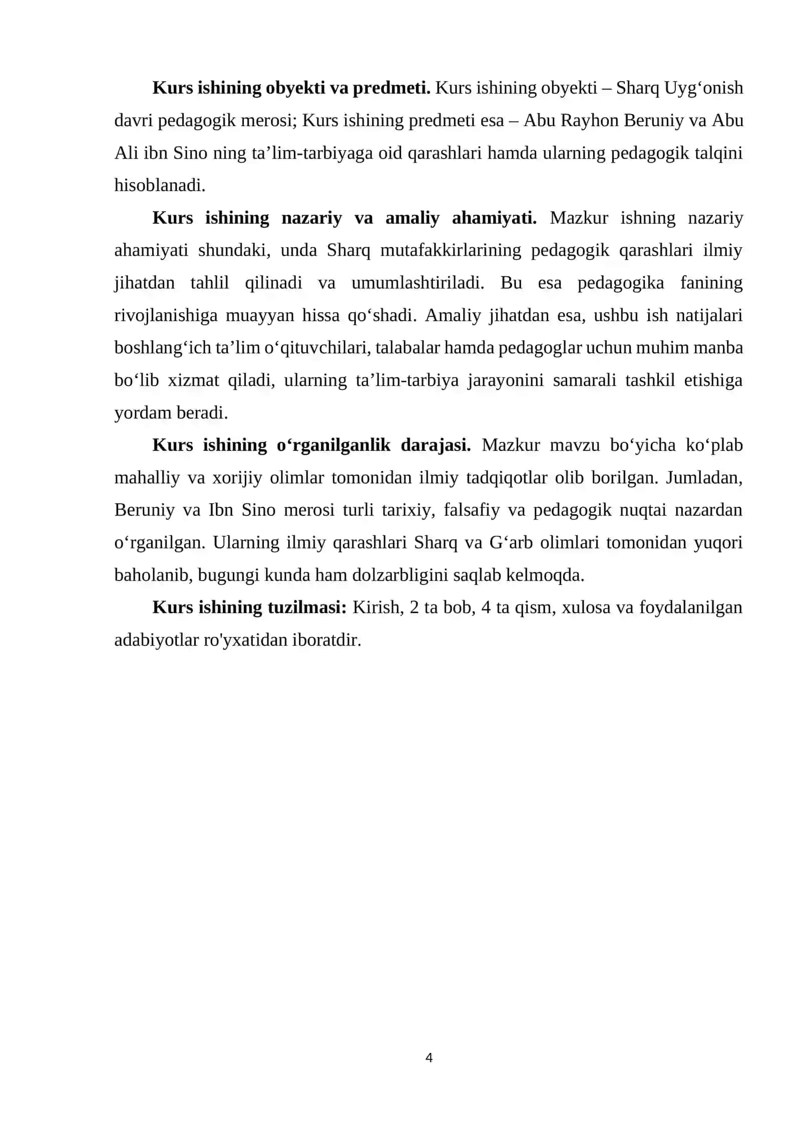 Sharq Uyg‘onish davrida pedagogik fikr taraqqiyoti. Abu Rayhon Beruniy, Abu Ali ibn Sinoning ta’lim-tarbiyaga oid qarashlari 4