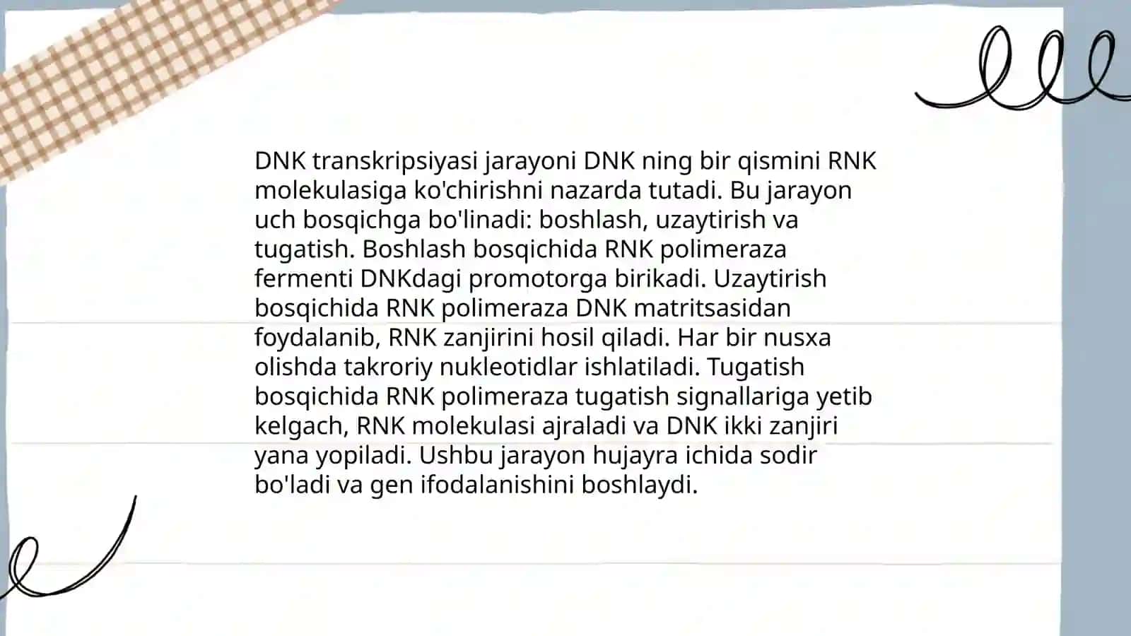 DNK ning oqsil biosintezidagi roli.Genetik injeneriya 4
