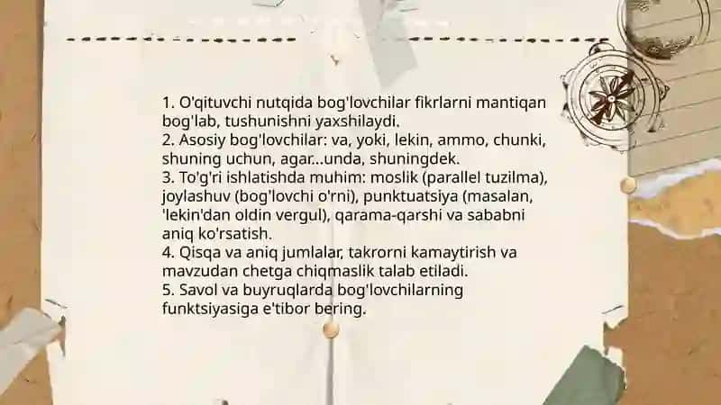 O'qituvchi nutqining mantiqiyligi va gramatik to'g'ri tuzilishi 4