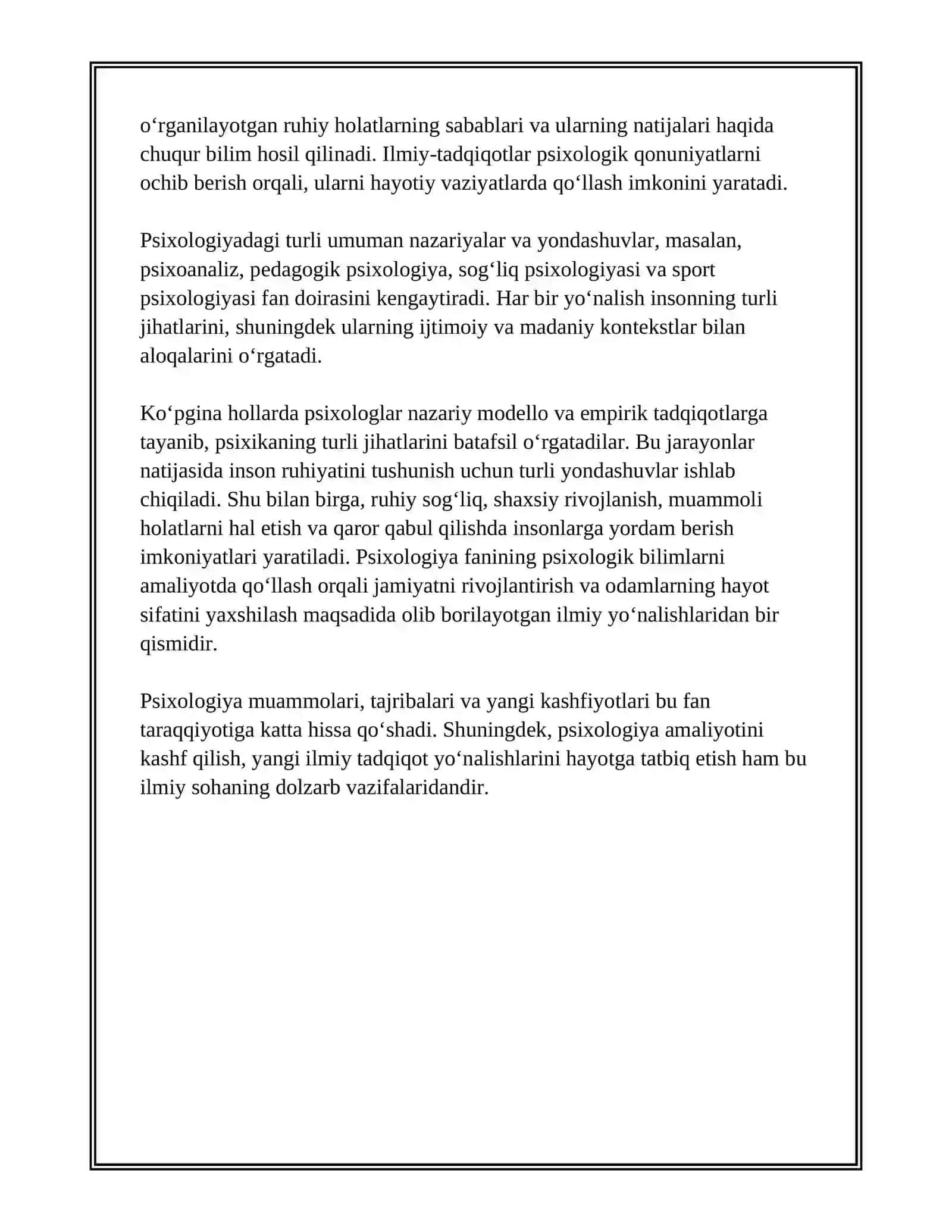 PSIXOLOGIYA FANINING PREDMETI, MAQSAD VA VAZIFALARI 4