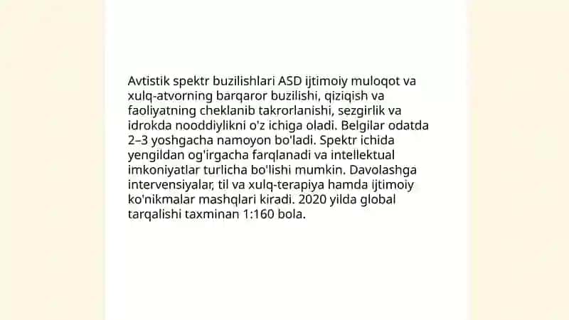 Aqliy rivojlanish nuqsonlari (intellektual nogironlik) 4