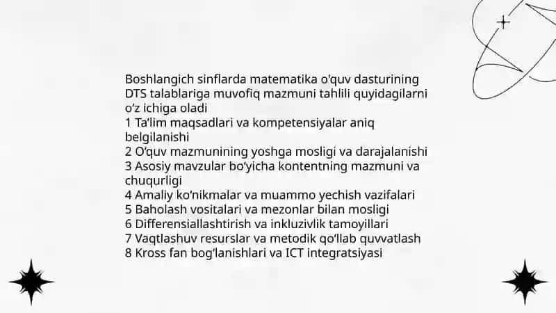 Boshlang'ich sinflarda matematika DTS tahlili 4