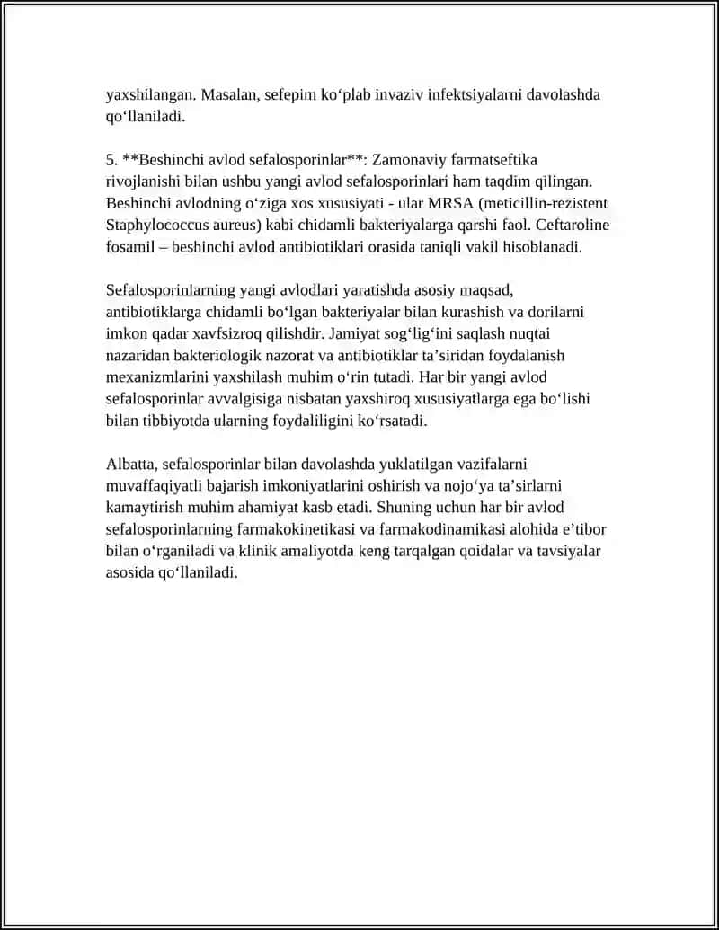 Sefalosporin Antibiotiklarining Yangi Avlodlari 4