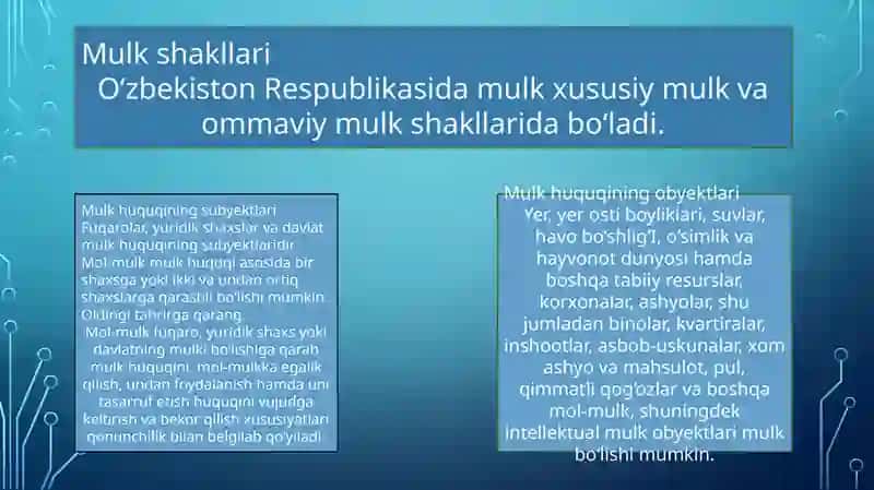 Mulk huquqi va boshqa ashyoviy huquqlar 4