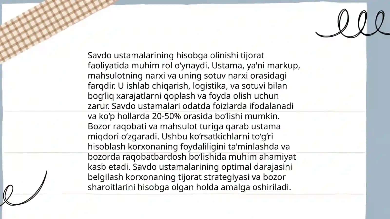 Tovarlar va savdo ustamalarini xisobga olish 4