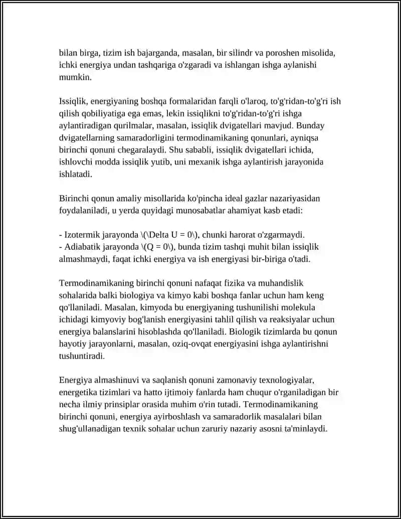 TERMODINAMIKANING BIRINCHI QONUNI 4