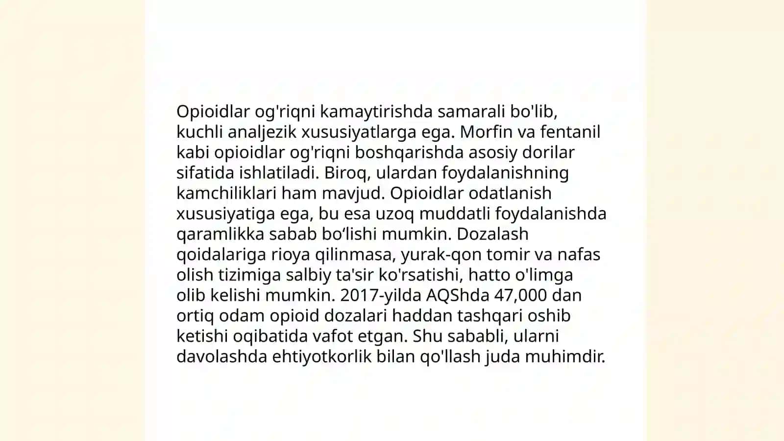 Zamonaviy ogʻriqsizlantiruvchi dori vositalari va ularning xarakteristikasi 4