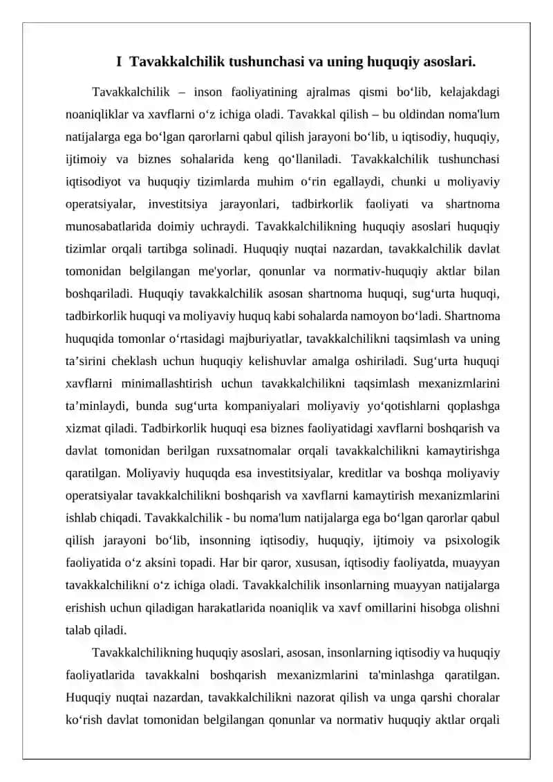 Tavakkchilikni huquqiy — iqtisodiy mexanizmi 4