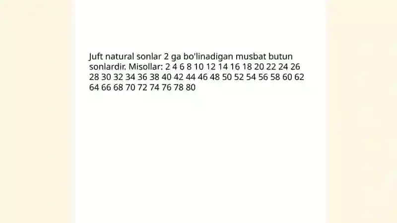 Natural sonlarga misollar 4