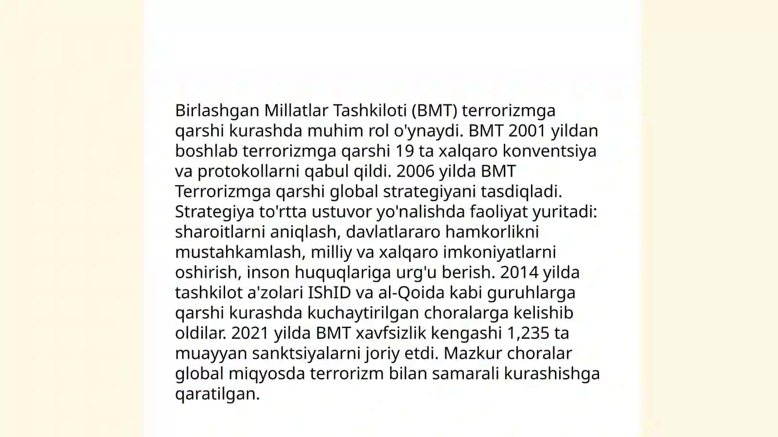 Xalqaro tashkilotlar va terrorizmga qarshi kurashishning roli 4
