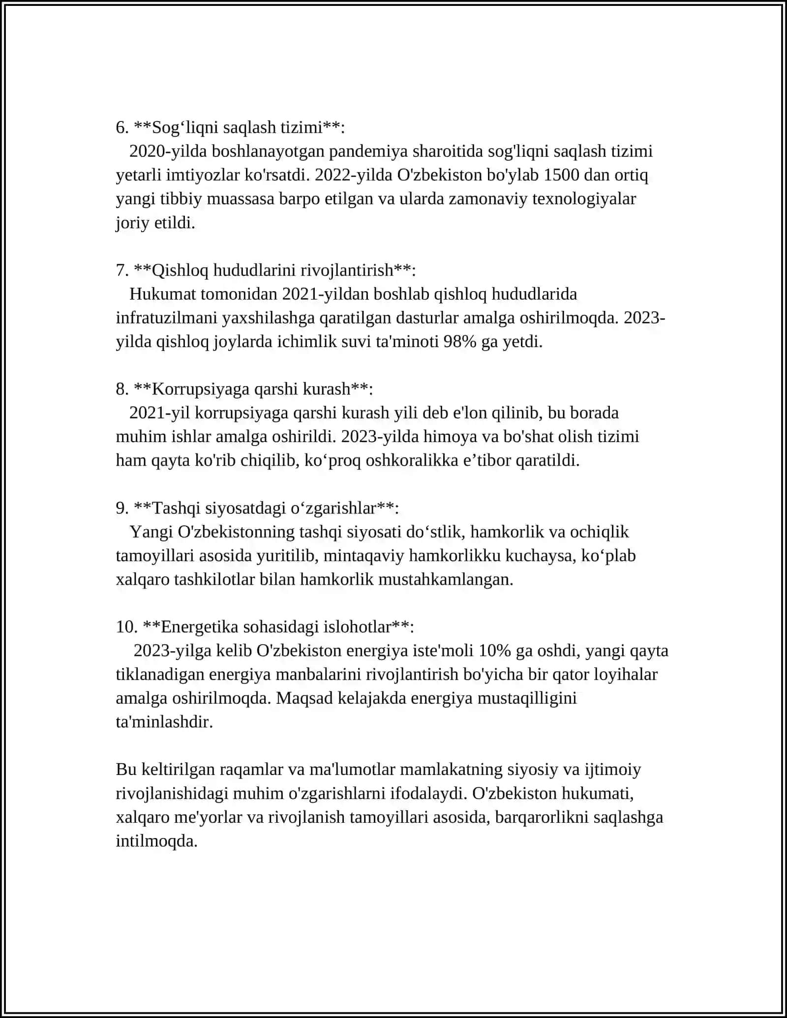 YANGI O'ZBEKISTON IJTIMOIY-SIYOSIY IQTISODIY VA MADANIY HAYOTIDA RO'Y BERAYOTGAN O'ZGARISHLARNING XALQARO REYTING VA INDEKSLARDA AKS ETISHI 4