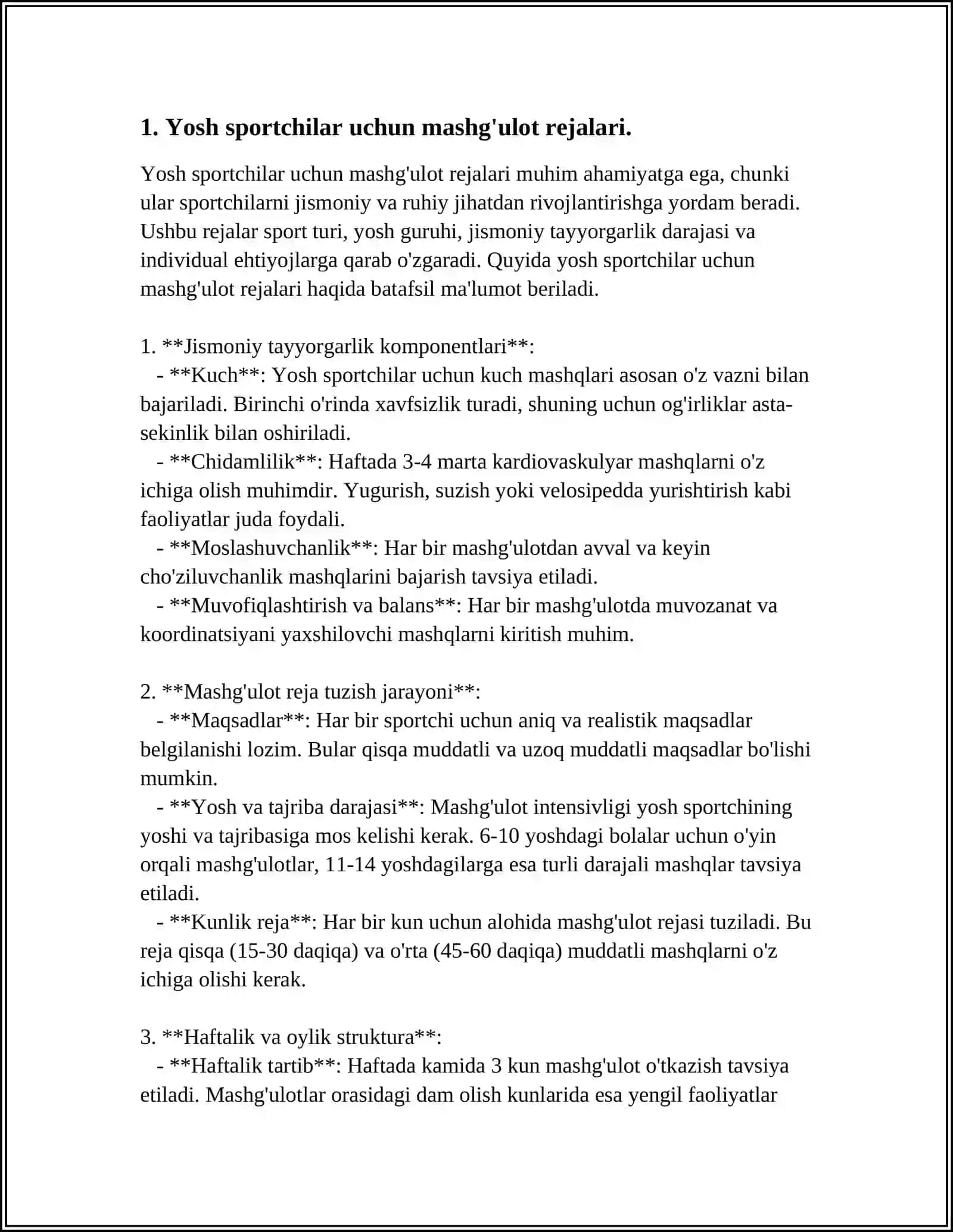 SIZNING SPORT TURINGIZDA YOSH SPORTCHILARNING MASHQLAR BILAN SHUG'ULLANISH XUSUSIYATI 4
