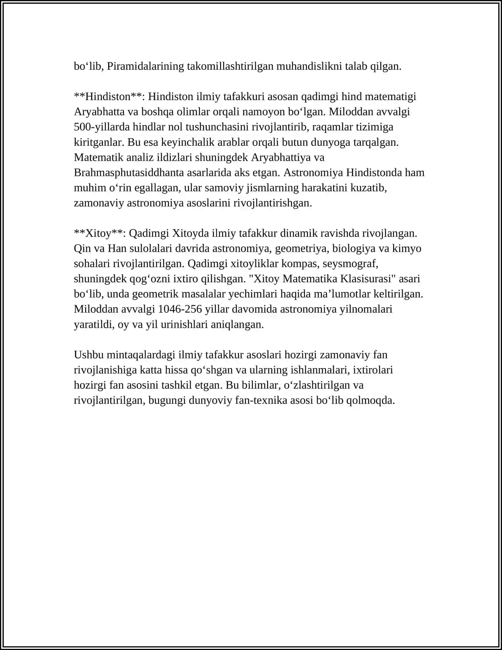 FAN KLASSIFIKATSIYASINITUZISH "QADIMGI SHARQDA ILMIY TAFAKKURINING RIVOJLANISHI" 4