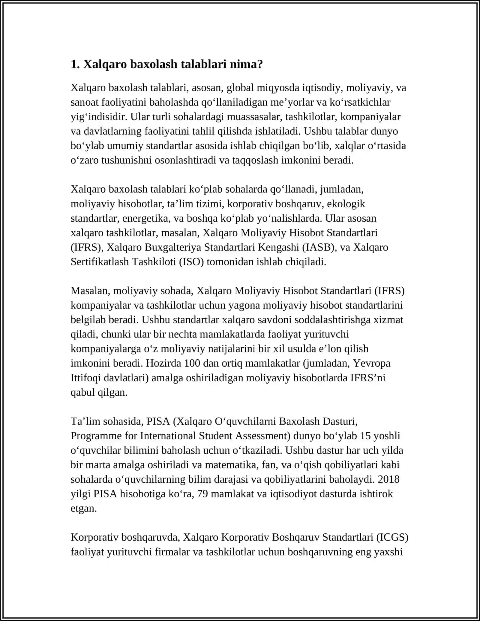 XALQARO BAXOLASH TALABLARI ASOSIDA TALIMNING SHAKIL, METOD VA VOSITALARI 4