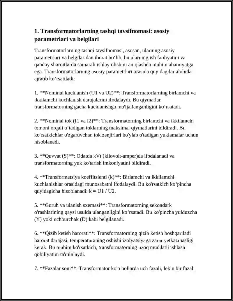 TRANSFORMATORLARNI TASHQI TAVSIFNOMASI 4
