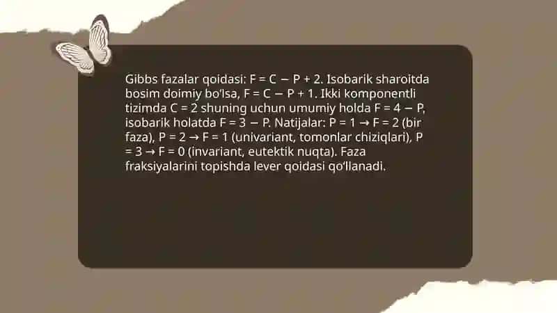 Ikki komponentli tizimlarda faza diagrammalarining tuzilishi 4