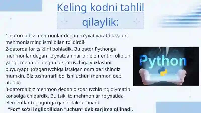 Python dasturlash tilda takrorlash operatorlari 4