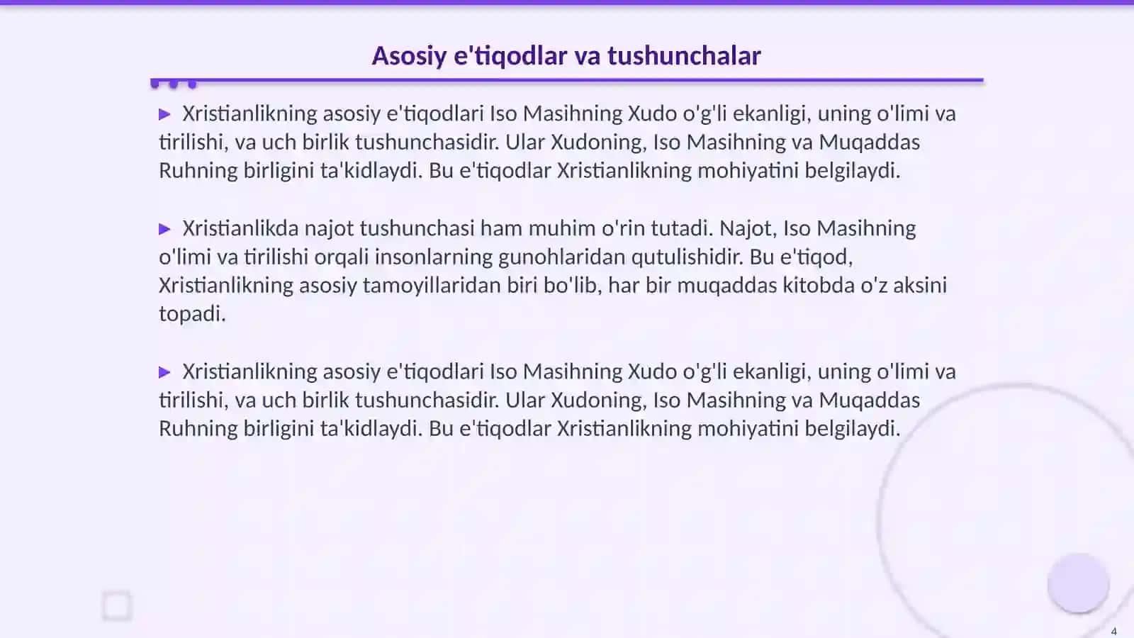 Xristianlik dinining asosiy talimoti 4