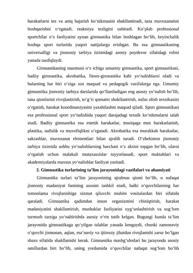 Oʻzbekiston jismoniy tarbiya tizimida gimnastika 4