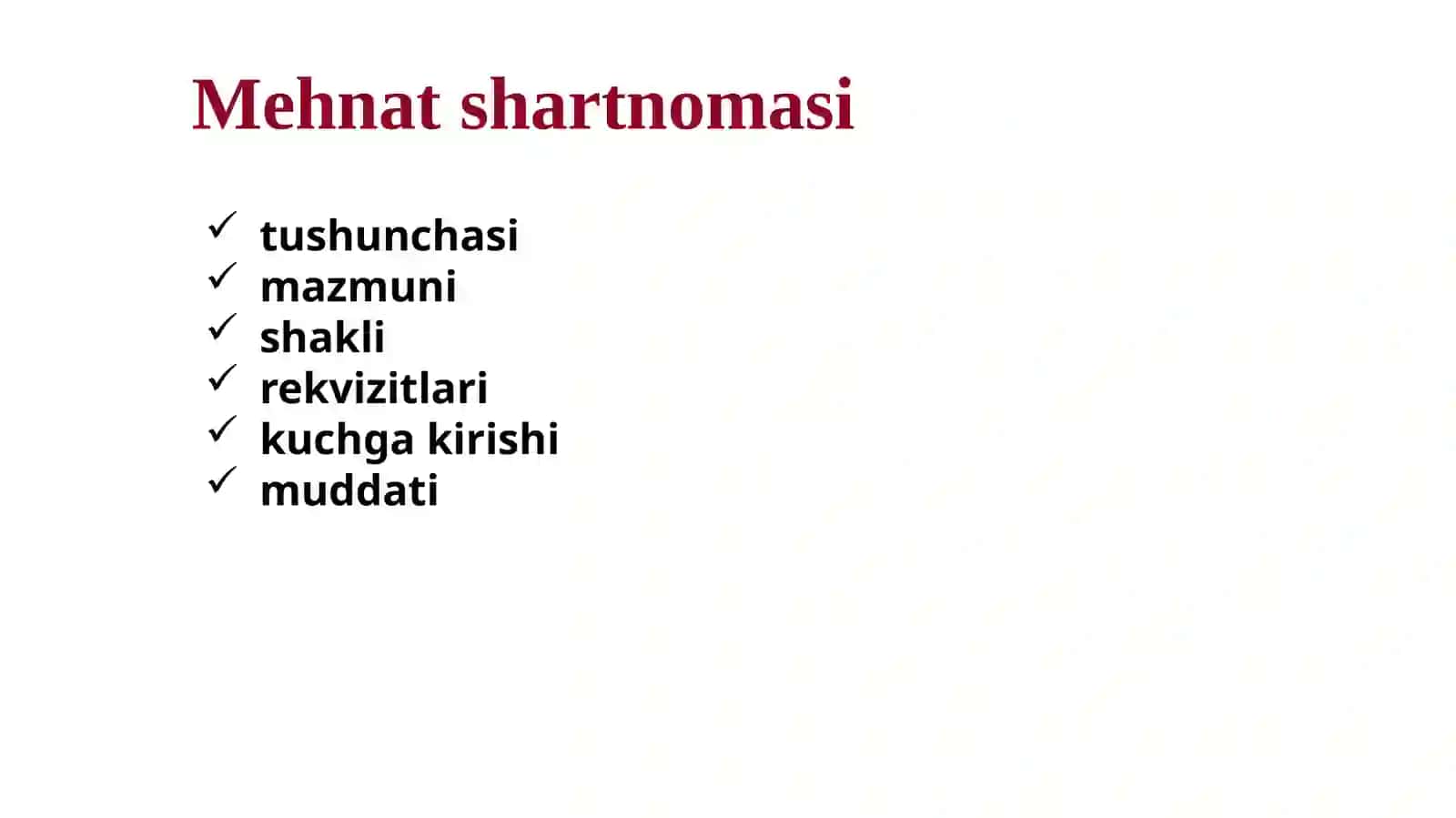 Yangi Mehnat kodeksida mehnat shartnomasi, ish vaqti, ishda tanaffuslar, ta’tillar, mehnatga haq to‘lash, mehnatni normallashtirish masalalarisohasidagi yangiliklar 4