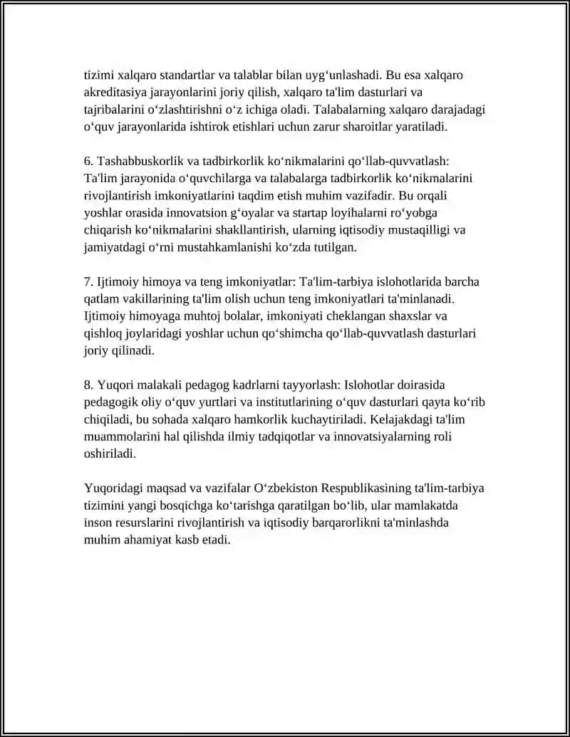 Oʻzbekiston Respublikasi Rivojining Yangi Bosqichdagi Ta'lim Tarbiya Islohotlari 4