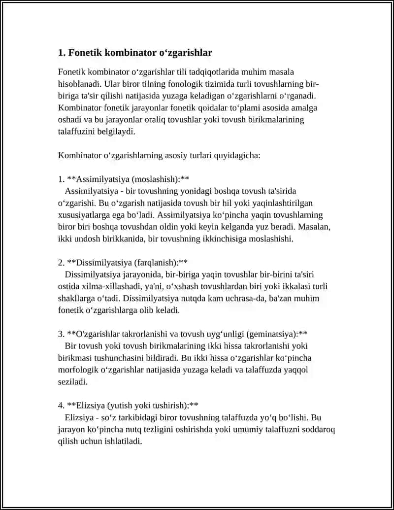 TOVUSHNING NUTQDAGI KOMBINATOR V POZITSION OʻZGARISHLAR XULOSA VA FOYDALANILGAN ADABIYOTLAR ROʻYXATI 4