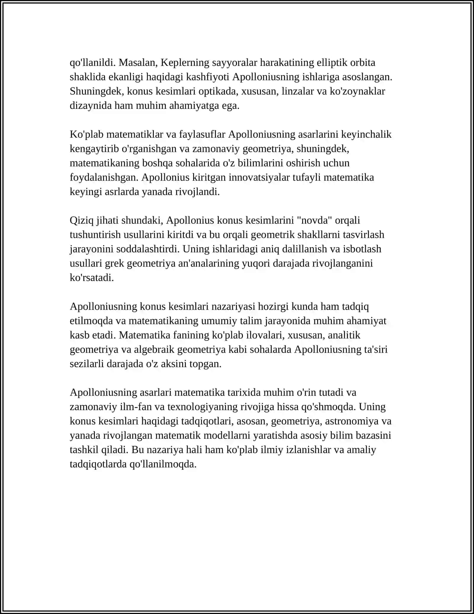 PERGA APOLLONIUSNING MATEMATIKAGA QO'SHGAN HISSASI 4