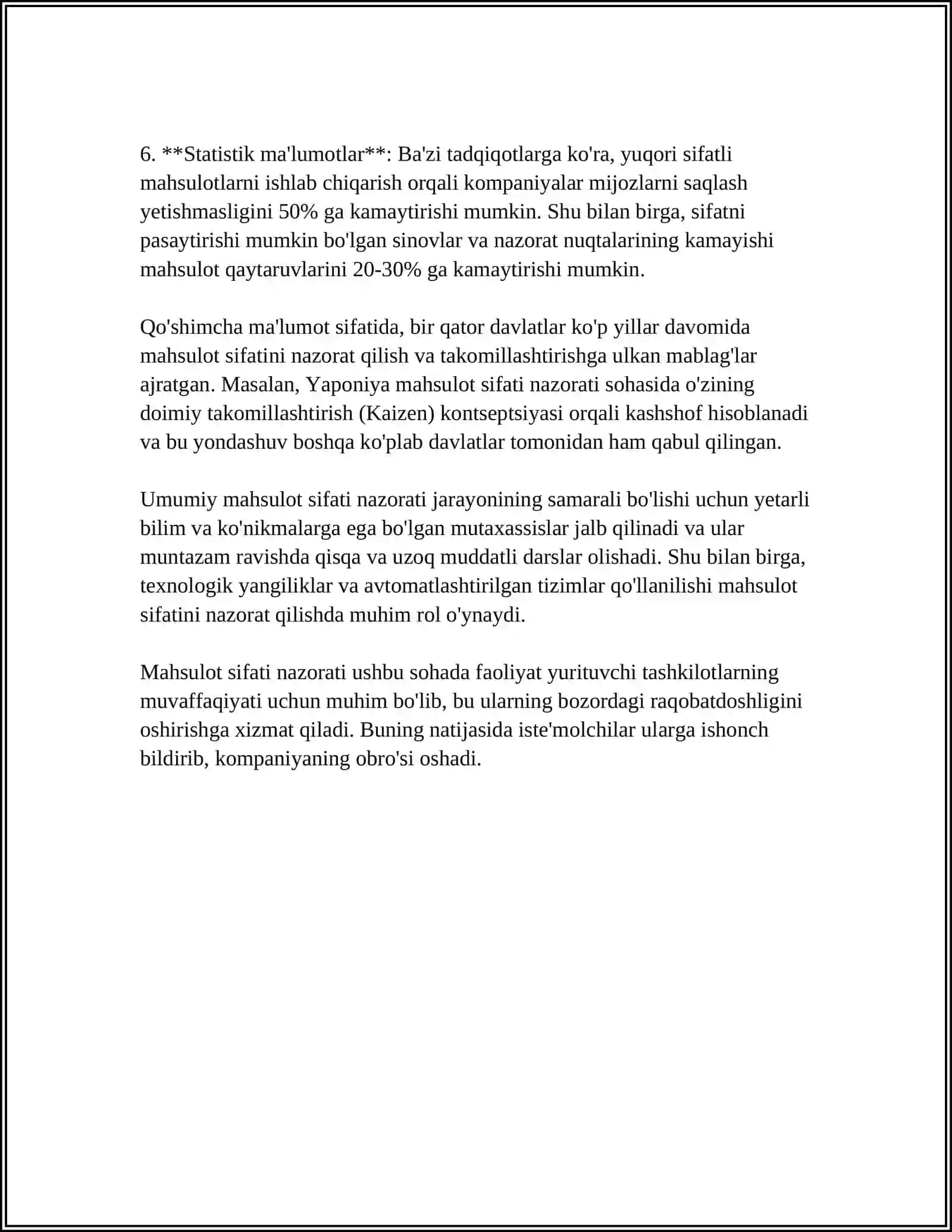 MAHSULOT SIFATI VA MAHSULOT CHIQARISHNI TEXNOLOGIK SXEMA TANLASH 4