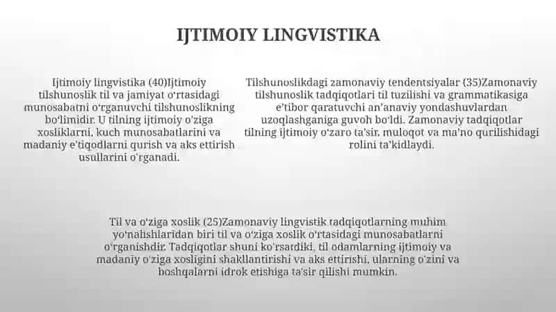 Tilshunoslikning Zamonaviy YoʻNalishlari 4