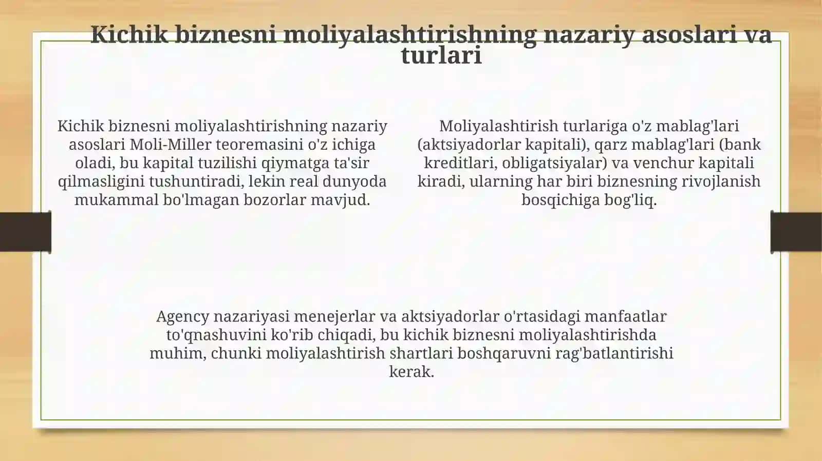 Iqtisodiy va tadbirkorlik tarbiyasida kichik biznesdan investitsiyaning loyihaviy tahlili 4