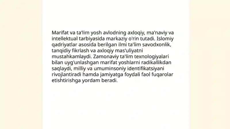 Islom qadriyatlari va marifatining hozrgi davrdagi ahamiyati 4