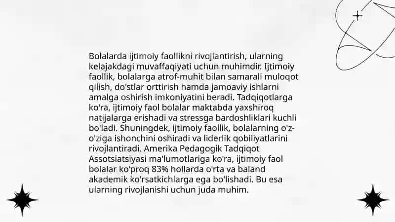 Bolalarni turli xil faoliyat turlarida ijtimoiy faolligini rivojlantirishning psixologik-pedagogik shartlari 4