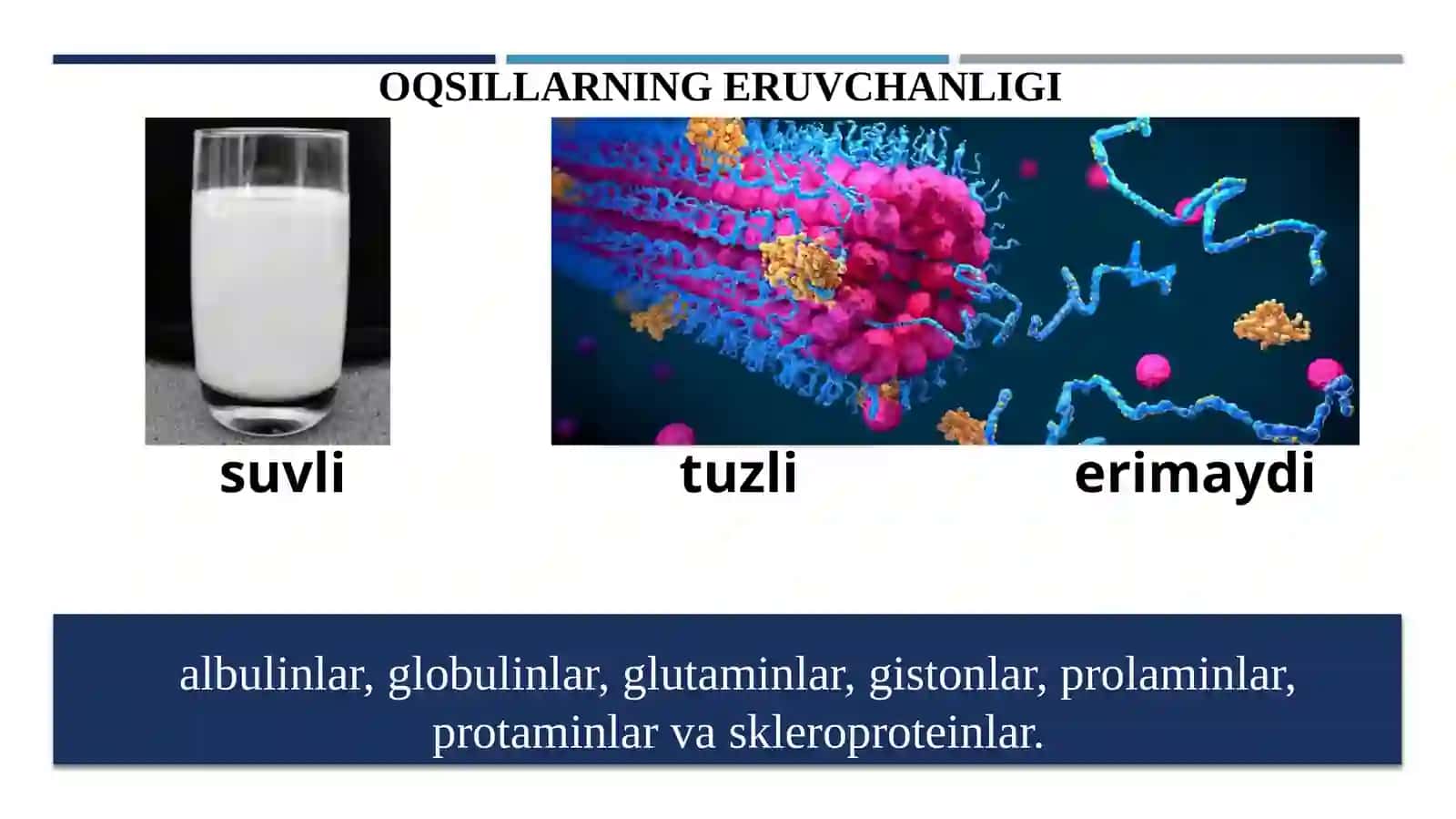 Oqsillarning fizik-kimyoviy xossalari 4