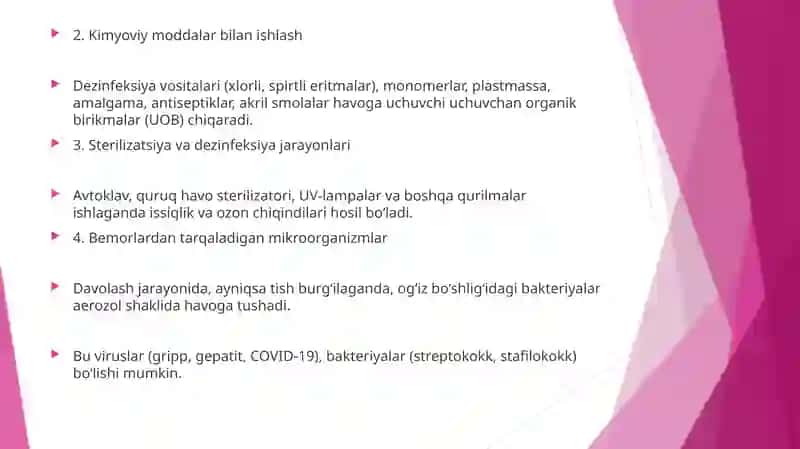 Stomatologik kabinetlar havosining antropogen ifloslanishi haqida tushuncha 4